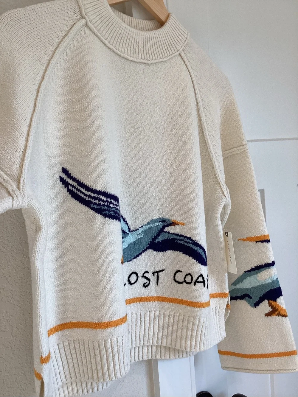 🌊Anthropologie Lost Coast Long-Sleeve Crewneck Sweater Pilcro NEW Small - Picture 8 of 15